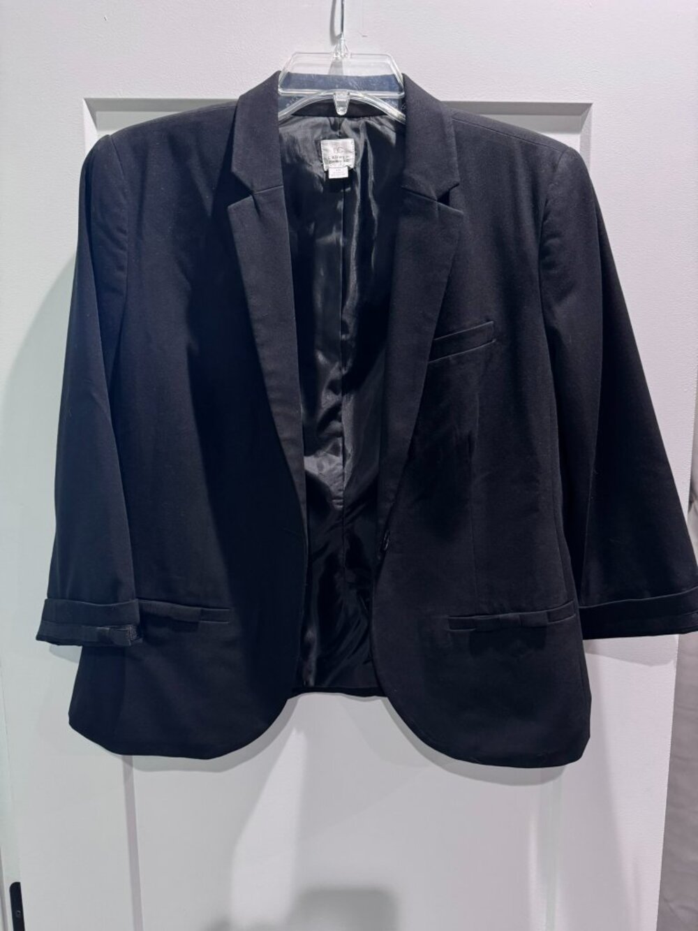 LC Lauren Conrad Blazer Jacket Tailored Black Cuffed Sleeve Lined Bows